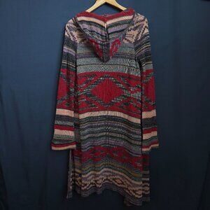 Mudd Tribal Aztec Hooded Cardigan Sweater Medium Southwestern Cotton Knit Boho